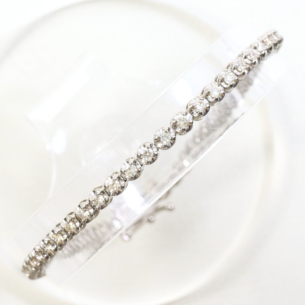 VINTAGE 18k Silver Diamond Charm Bracelet